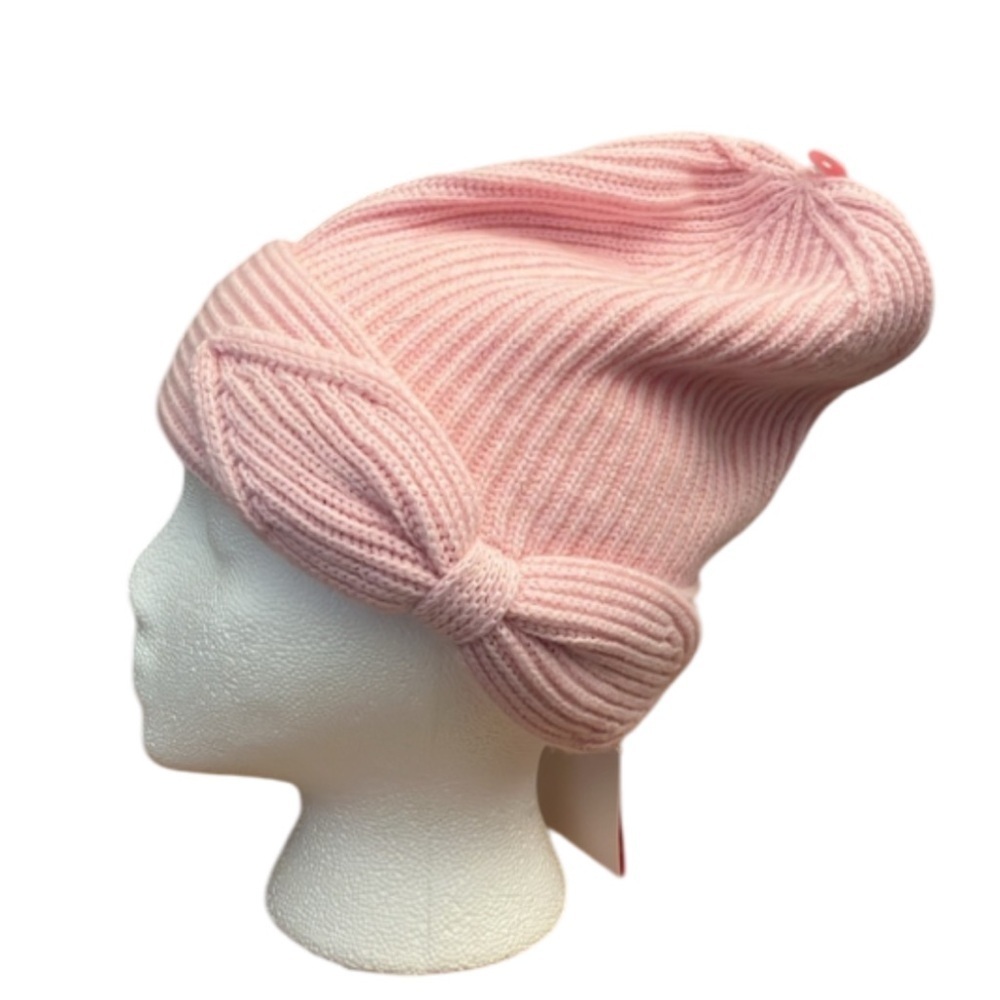 KATE SPADE NWT Ribbed Beanie W Bow- Chalk Pink - 1 size
